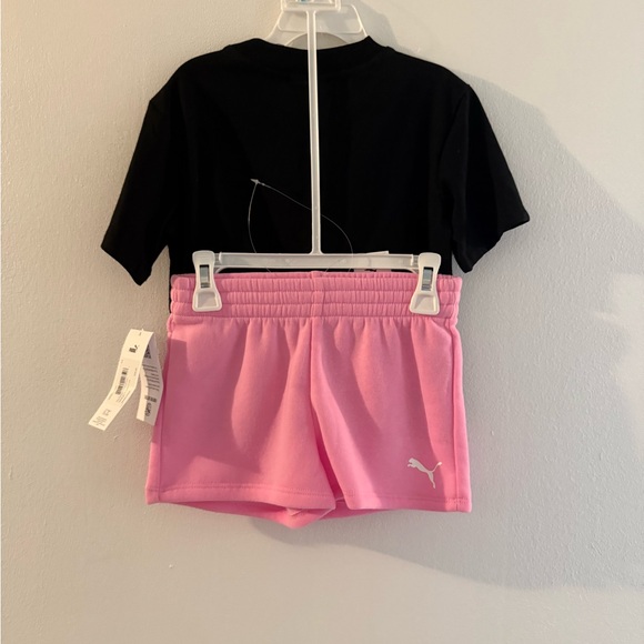 PUMA Kids Black Tee and Pink Shorts Set - Picture 3 of 3